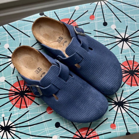 Birkenstock Boston Suede Embossed Corduroy Indigo Size 40 Medium/Narrow *NWOT* - Picture 8 of 15